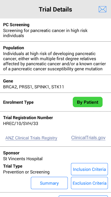 Example of Trial: Pancreatic screening